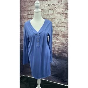 Roudelain Long sleeve Nightgown Women's Sleepwear Top Gray Blue Medium